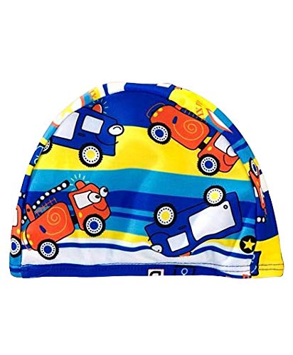 Yellow Bee Boys Car Printed Swim Shorts with Cap, Blue, XL, 4-6 Years 1