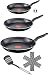 Produktbild Tefal B30110 ExtraGlide Pfannenset 5 tlg, 20,26 und 30cm, Pfanne für täglichen Bedarf, Teflon Antihaftbeschichtung, Bratpfanne mit Temperaturanzeige, inkl. Pfannenwender und Pfannenschoner