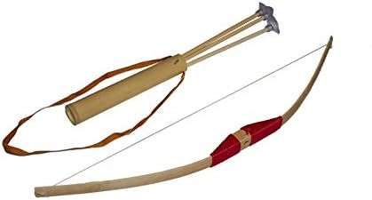 Juguetutto – Small Bow - Red Suction Cup - Wooden Toy Bow for Children of All Ages To Test Their Aim By Shooting Arrows Fitted with Suction Cups