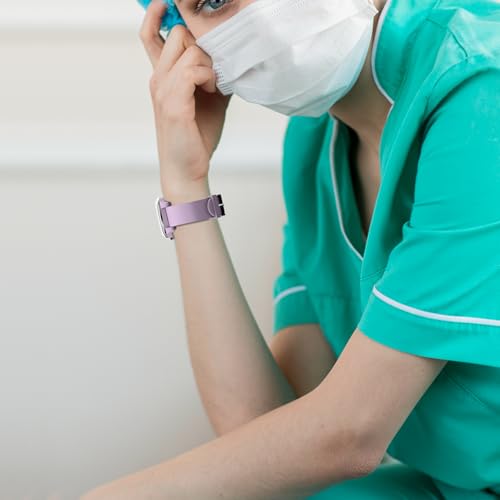 Versatile Nurse Watch for Professionals - Luminous Easy-Read 12/24 Hour Dial, Second Hand, 50M Waterproof Silicone Band (Purple) - Image 9