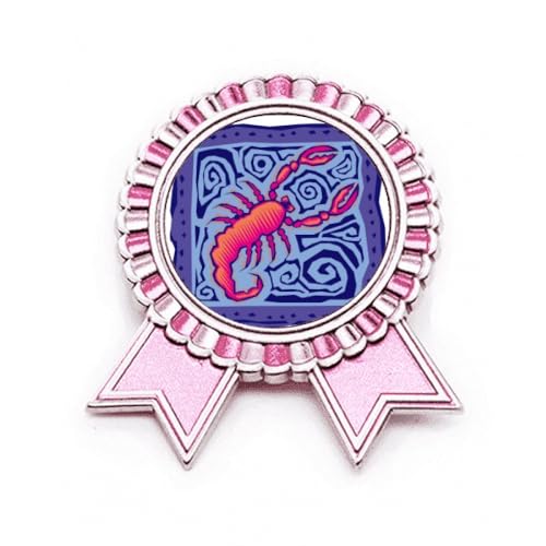 Médaille constellation Scorpion en cadeau idéal, broche badge gravée en métal rose pour veste