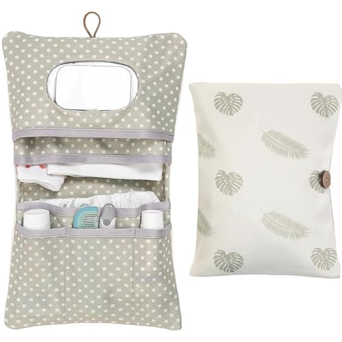 MOAZIFI Baby Windeltasche mit Wickelunterlage für Unterwegs, Wickeltasche Organizer, Unterwegs mit Extra Viel Platz, Wiederverwendbare Baby Wickelauflage Maschinenwaschbar für Unterwegs Wickel Clutch