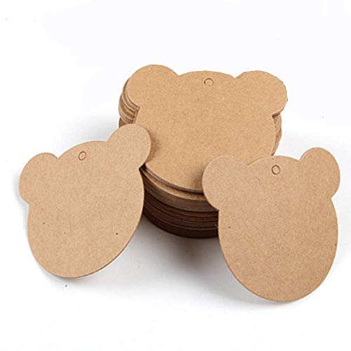 200 Pcs 2.36 * 2 Inch Gift Tags Bear Shape Paper Label Gift Wrap Hang Tags for Party, Wedding, Gift Decoration, Price Tags