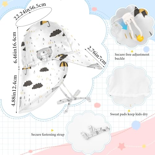 Kids Sunhat Baby Boys' Beach Caps Baby Girls' UPF 50+ Protection Adjustable Traveling Camping Hat Cute Animal Bear Pattern4