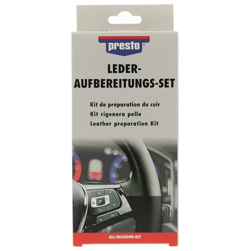 presto Leder-Aufbereitungs-Set Komplettes Pflegeset für Glattleder Kunstleder Reinigung Lederpflege Schutz langanhaltend einfache Anwendung