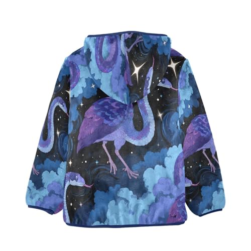 Night Birds and Snake in Clouds Toddler Fleece Jacket Girl Boys Hooded Fleece Jacket Coat Warm Outwear Zip-up 3-10T2