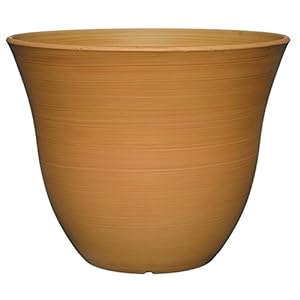 Classic Home and Garden Honeysuckle Resin Flower Pot Planter, Bamboo Brown, 15″