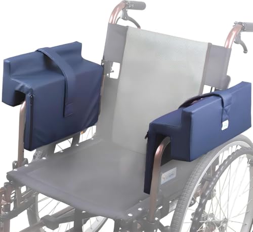 Brfveob 車椅子用アームレストクッションパッド ? 滑り止め付き、PUレザー製、サイドポケット付き、工具不要で簡単取り付け、ユニバーサルフィット