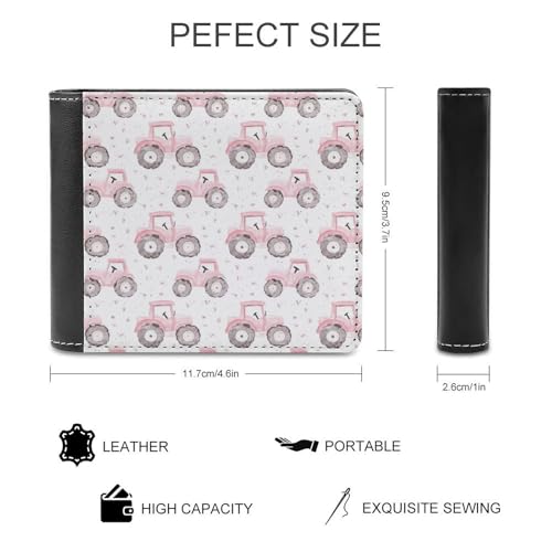 Watercolor Tractor Pattern Fashion Bifold Wallets for Men Women Slim & Thin Credit Card Holder Wallet Purse2