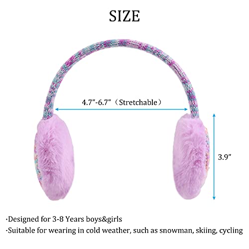 Winter Earmuffs For Kids Outdoor Boys Knitted Ear Cover Plush Toddler Girls Ear Warmer 3-8 Years (Purple) #TOP5