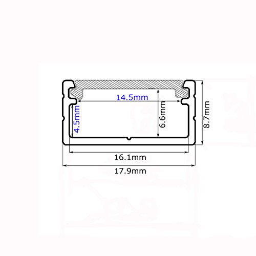 Litever 6-Pack 3.3ft/1 Meter 9x18mm U Shape Aluminum Channels with Diffuser, End Caps and Mounting Clips LED Strip Channels for Max 16mm Wide LED Lightstrip Light Mounting--LL-007-M - Thumbnail 7