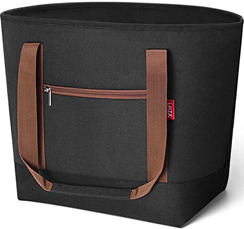 Lhzk Large Cooler Bags Insulated Grocery Bags With Thermal Foam Insulation Reusable Grocery Bag Transport Cold Or Hot Food Apply To Delivery Bag, Travel Picnic Cooler (Black) #TOP17