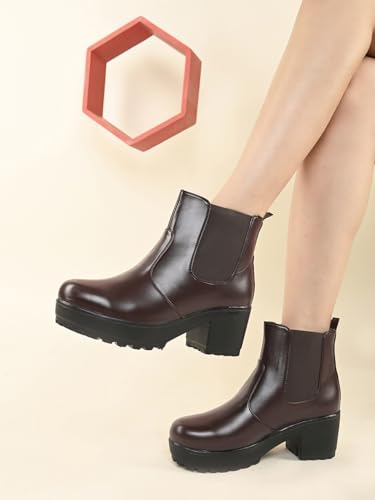 Image of XE Looks Attractive,Comfortable & Stylish Casual High Block Heel Boot For Women Ankle Length Design