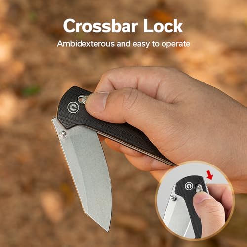 Image of CIVIVI Yonder Folding Pocket Knife for EDC, Crossbar Lock Knife with 2.88 inch 14C28N Blade G10 Handle, Lightweight Knife Gifts for Men Women Camping Hiking, Designed by Zac Whitmore C23073-1