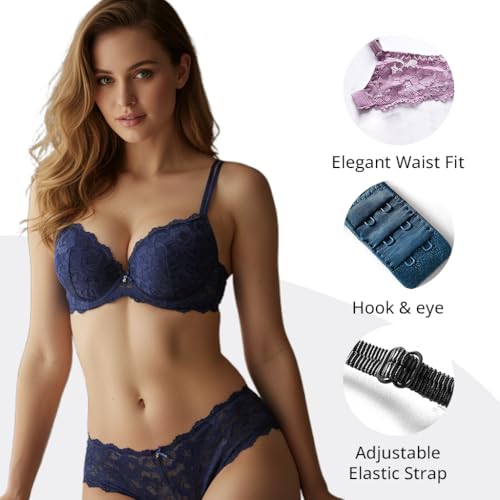 Image of Women's Floral Lace Lingerie Set | Bra and Panty Set | Lace Teddy Strap Babydoll Bodysuit Bra Panty Lingerie | Bikini Lingerie Babydoll Set for Honeymoon Couple Special Wedding Night