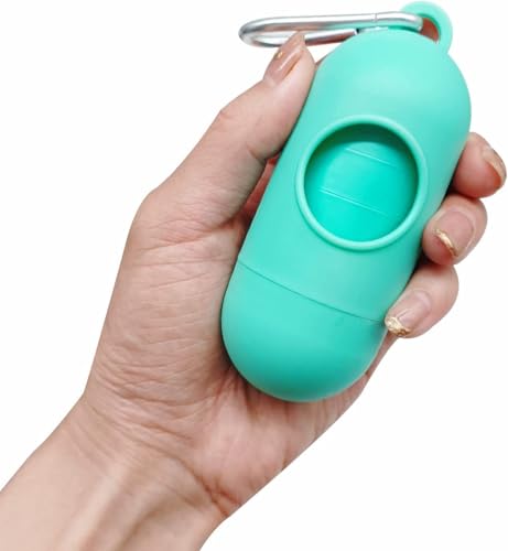 Image of 2 Pack Dog Poop Bag Holder with 2 Rolls of Blue Leak-Proof Dog Waste Bags Poop Bag Dispenser with Leash Clip Key Ring (Random Color, 2 Holder 30 Bags)