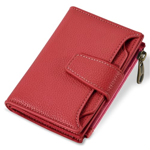 Image of Airkit Small Wallet Women RFID Blocking Leather Bifold Compact Card Holder Wallet for Women with Zipper Coin Pocket 4 ID Window