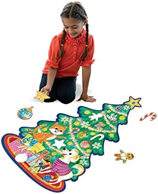 Peaceable Kingdom Shimmery Christmas Tree Floor Puzzle – Giant Floor Puzzle for Kids Ages 3 & up – Fun-Shaped Puzzle Pieces – Great for Classrooms 7 41hIv7yMecL. AC