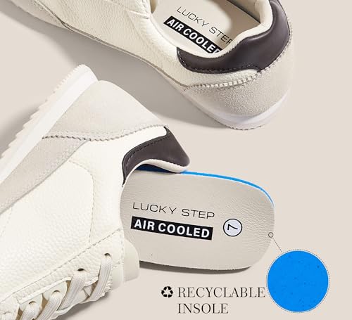 LUCKY STEP Modne trampki damskie neutralne wygodne buty do chodzenia biegania na siłownię, Beżowy/szary, 39 EU