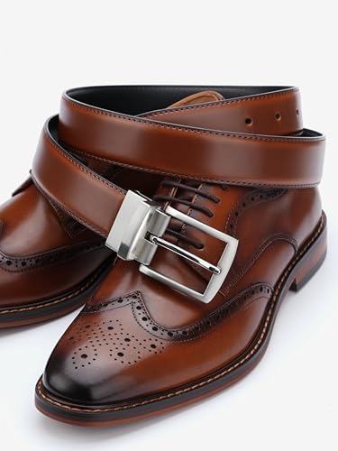 Image of MILORDE Reversible Belt for Men - Adjustable Size - Premium Leather - Double Style in One Belt