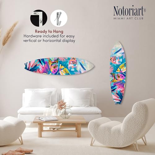 Notoriart Colorful Sea Life Surfboard I Acrylic Wall Art Die-Cut Coastal Modern High-Gloss Home Decor, 15" x 60" by NotoriArt - Image 2