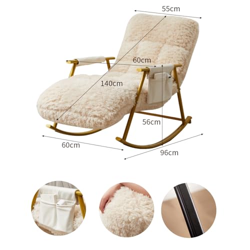 Nursery Rocking Chair Adjustable Rocker Chair Nursery,Rocking Chair Indoor Padded High Back Side Pocket Portable Rocking Lawn Chair,Teddy Chair Water Resistant Fabric Perfect,440Lbs Support (Color :