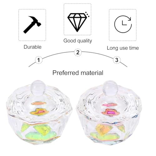 2 vasos acrílicos octagonales para uñas con tapa miniatura 6