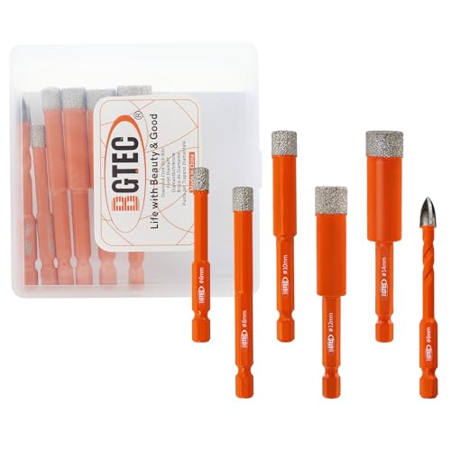 BGTEC Set punte diamantate a secco 6/8/10/12/14 mm