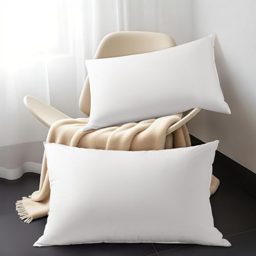 Shilucheng Goose Down Pillow Queen Size Set of 2 Pack,900+ Fill Power Luxury Hotel Quality Bed Feather Pillow for Side Back Stomach Sleepers, Soft 100% Cotton Shell（White,20' x 30'）