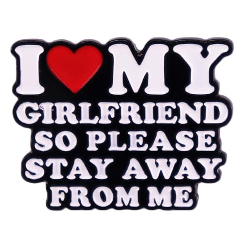 Image of Humorous Quotes Couple Brooch I Love My Girlfriend Funny Ice Breaker Metal Badge Lapel Pin Badge Enamel Pin for Backpacks Clothing Accessory DIY Crafts Women Men Friends Gift
