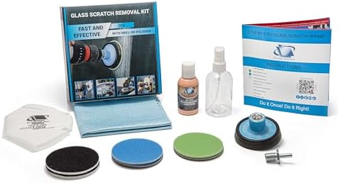 Glass Polish 75mm (3'') Glass Scratch Removal Kit for use with a Drill on All Glass Surfaces - GP28003