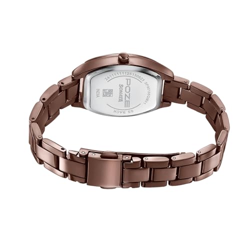 Image of Sonata Poze 8 Quartz Analog with Green Dial IP Brown Stainless Steel Strap Watch for Women - SP80166QM01W