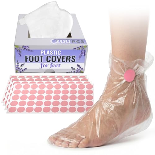 Image of 200PCS Foot Cover - Paraffin Bath Liners for Pedicure Transparent Therapy Boot Feet Protectors Covers for Women Sock for Hot Wax Spa Treatment Booties Bag for Paraffin Machine Care Accessories
