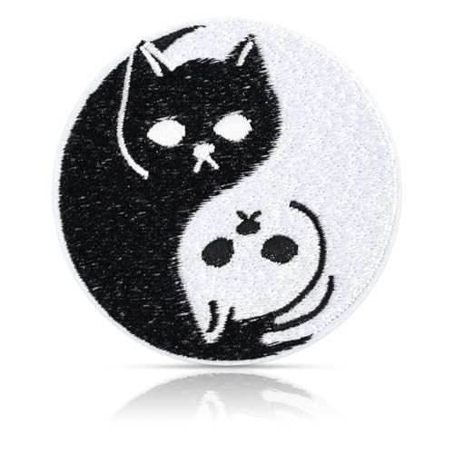 Yin Yang Cat Tai Chi Patch, Iron On & Sew