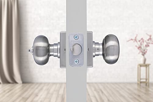 BRINKS Contemporary Keyed Entry Ball Door Knob, Modern Lock Set, Interior Door Knobs for Sleek Home Decor - Satin Nickel