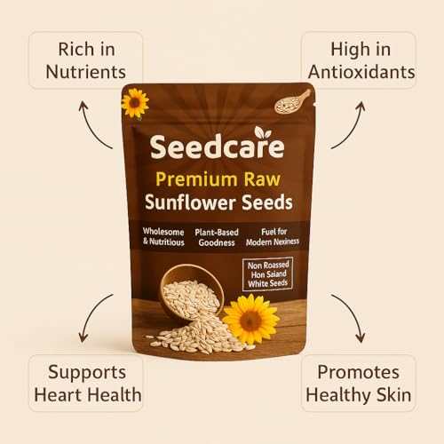 Image of Seedcare Raw Sunflower Seeds | High in Protein, Fiber, Vitamins & Antioxidants | Nutritious Superfood for Weight Management, Immunity Boost, Healthy Snacking, Smoothies, Cooking & Salads (250 g (Pack of 2))