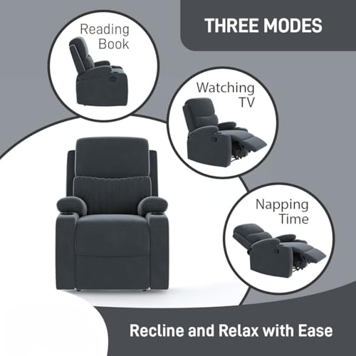 Image of Amazon Brand - Solimo Orleans | Single Seater Sofa Recliner | Manual Recliner (Velvet Grey)