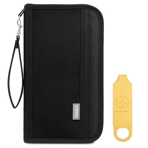 KQDRAVINE Porta-documentos com etiqueta para bagagem, capa para passaportes com bloqueador RFID, porta-documentos de viagem, Passport Wallet, impermeável Portadocumenti da Viaggio para mulheres e