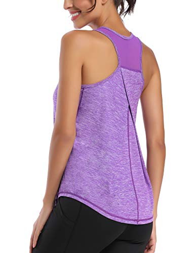 Image of Aeuui Womens Workout Tops for Women Racerback Tank Tops Mesh Yoga Shirts Athletic Running Tank Tops Sleeveless Gym Clothes