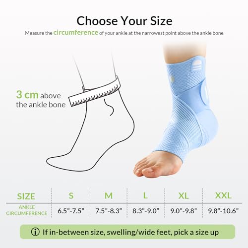 Image of ZOELION Ankle Brace Compression Support with Removable Fishnet Strap, 3D Knit Plantar Fasciitis Relief Achilles Tendonitis Brace, Ankle Compression Sleeve for Pain Relief & Injury Healing, Blue /XXL