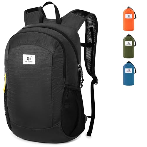SKYSPER Mochila Plegable 16L, Mochila Pequeña Antirrobo con Protección RFID Mochila de Excursión para Senderismo Viajes Sport