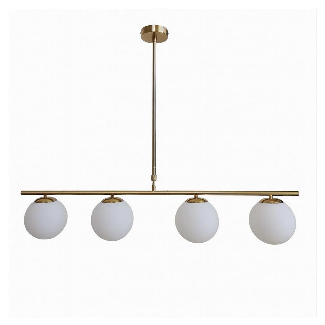Trade Shop - Lampadario A Sospensione Oro con 4 Sfere Bolle Bianche in Vetro Attacco G9 33917 -