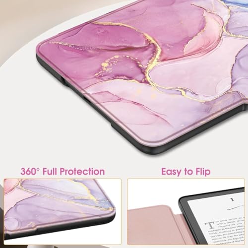 Image of ProElite Cover Case for Kindle Paperwhite 12th Gen 7 inch Case, Slim Smart Flip case Cover for Amazon Kindle Paperwhite 12th Generation 7 inch 2024, Marble Pink