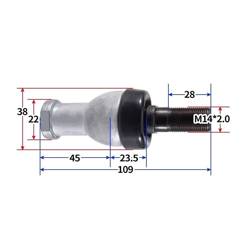 1pcs Rod End Joint Bearing SQZ5-RS/6/8/10/12/12-1/14/14-1/16/16-1/18/20/SQZ22-RS Straight Spherical Plain Ball Bearings Engine Parts(SQZ14-RS M14x2.0)