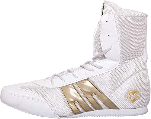 Image of RXN Gold Medal Boxing Shoes for Men | Lightweight High Top Boxing Boots with Anti-Slip Non-Marking Rubber Sole | Breathable Mesh Upper | Training, Sparring & Competition Boxing Shoes