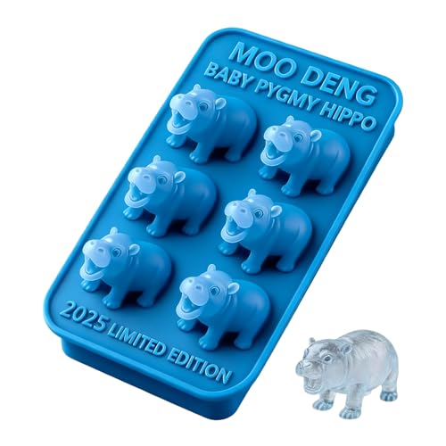 Cubetera Para Hielos – Silicona De Alimenticio 10x20cm | Molde De Hielo De Hipopótamo Pigmeo Con 6 Ranuras | Molde Reutilizable 3D De Cubitos De Hielo Y Paletas Con Forma De Animal Para Whisky,