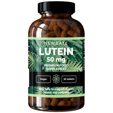 Lutein 50mg 30 High Strength Vegetarian and Vegan Tablets - Nutrition Supplements - Eye and Vision Support - Made in The UK - Halal Cover