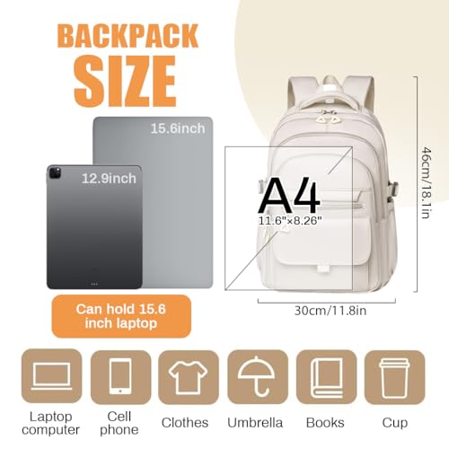 Image of PALAY School Bag for Girls for 7-12 Year Large Capacity College Backpack Water Resistant Trendy Laptop School Bag Travel Multi-Pouches Bagpacker Bag for Women