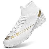 ASOCO DREAM Scarpe da Calcio Uomo Professionale Sportive All'aperto Scarpe da Allenamento Teenager Scarpe da Calcetto,Bianco,43 EU