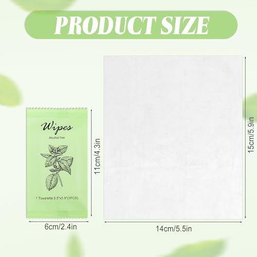 Image of Individual Hand Wipes Wet Wipes Travel Size,Wet Wipes Individually Wrapped | 60PCS Bulk Cleansing Travel Size Wipes for Wedding Travel Restaurant Barbecue(Mint)